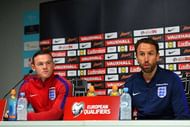 LJUBLJANA, SLOVENIA - OCTOBER 10:  Interim England manager Gareth Southgate speaks next to Wayne Rooney during an England press conference ahead of the FIFA 2018 World Cup Qualifier Group F match between Slovenia and England at Stadion Stozice on October 10, 2016 in Ljubljana, Slovenia.  (Photo by Laurence Griffiths/Getty Images)